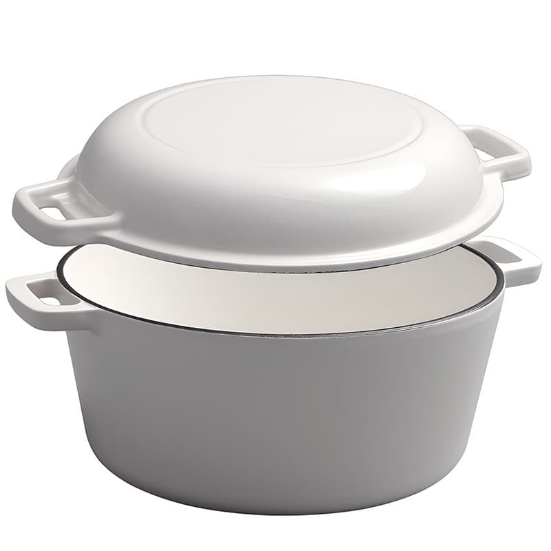 Cross-border Amazon cast iron enamel pot for baking bread enamel double-leaf pot deepened white cast iron Dutch oven