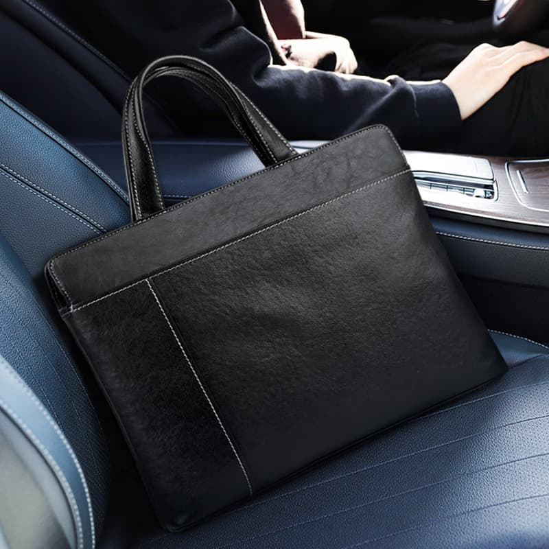 New Genuine Leather Men's Bag Large Capacity Simple Men's Briefcase Top Layer Cowhide Computer Bag Casual Men's Tote