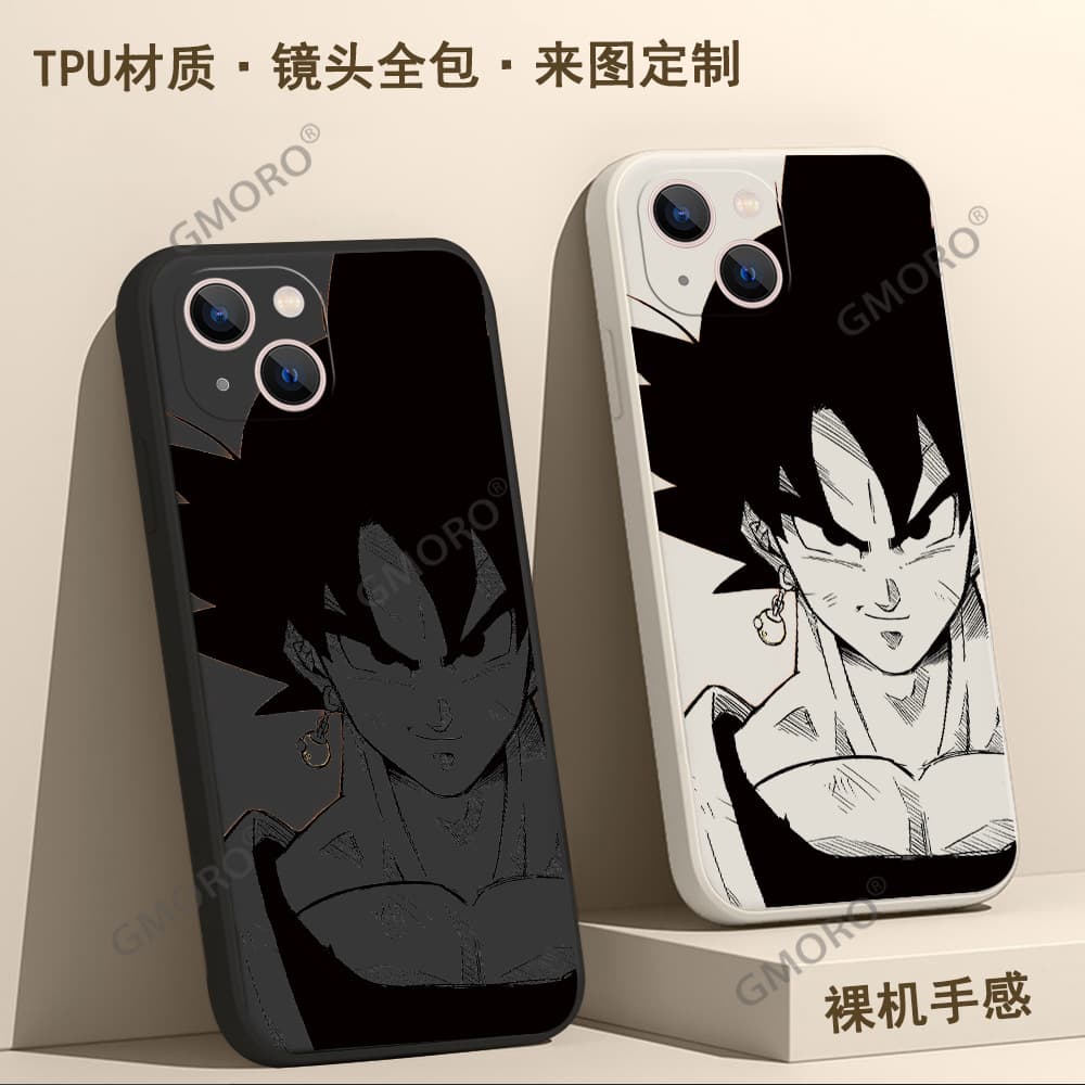 Dragon Ball Black and White Goku Anime Phone Case Ultra-Thin Skin-Friendly Bare-Metal Feel Silicone Case for iPhone 17 Soft Case