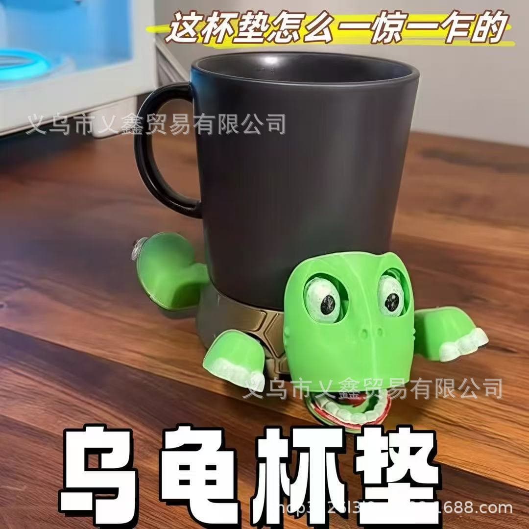 Turtle Coaster Creative Funny Desktop Ornament Press to Pop Eyes Cute Humorous 3D Printed Heat-resistant TikTok