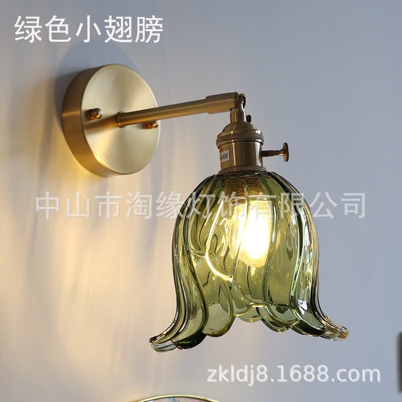 Wholesale Glass Wall Lamp Colorful Small Wall Sconce Thickened Glass Lamp Green Amber Clear Small Wing Feather Glass Light