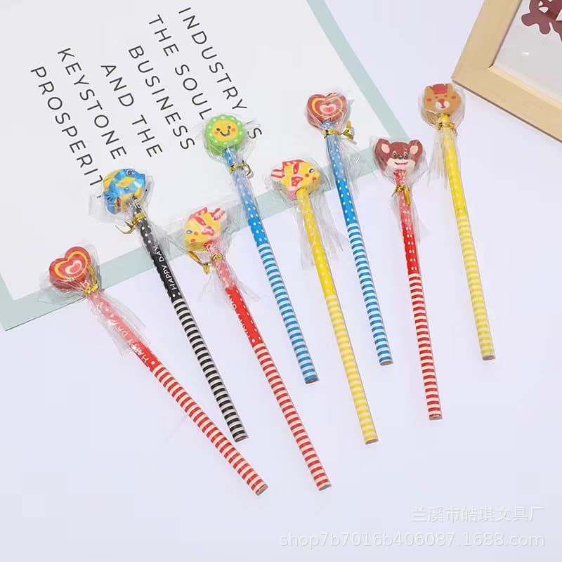 Children's Cartoon Christmas Cute Pencil Study Supplies Student Kindergarten Prize Hb Eraser Stationery