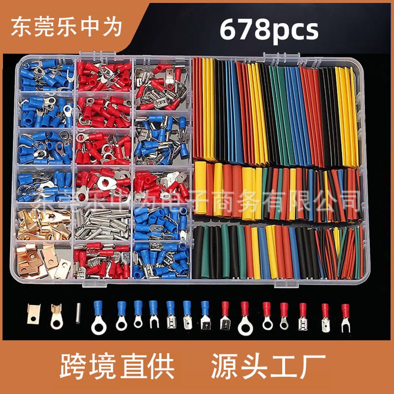 678pcs Terminal Connector Assortment Kit Rubber Cold Press Wire Terminals Boxed Pre-Insulated