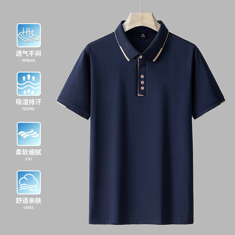 M-8XL Summer Ice-Touch Pique Cotton Polo Shirt for Men, Loose Fit Turn-Down Collar, Plus Size Short Sleeve T-Shirt for Heavy Men