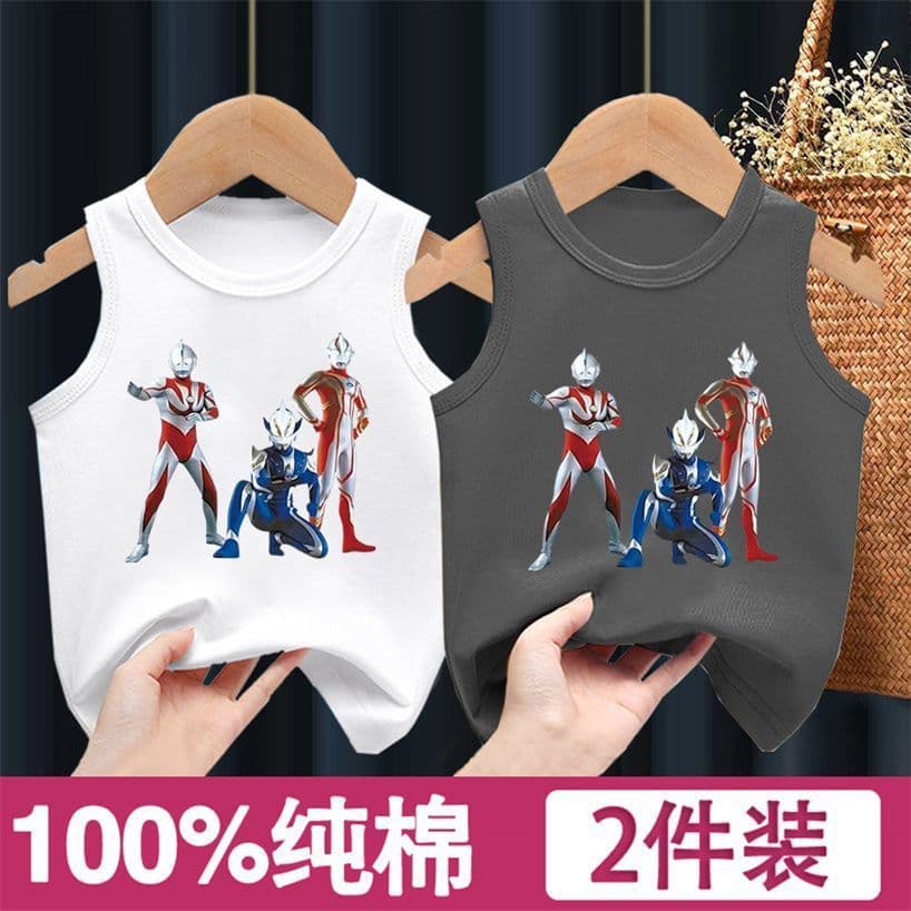 Boys' Pure Cotton Vest Summer Sleeveless T-Shirt for Young Children, Stylish Baby Tank Top for Outdoor Wear, Summer Sweat-Absorbing Undershirt Size 12