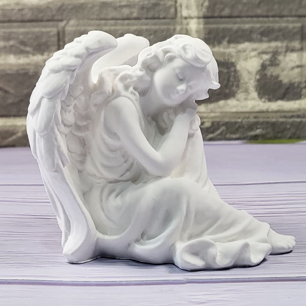 Side Sitting Angel Ornament Candle Plaster DIY Plaster Ornament Candle Holder Silicone Mold W0748