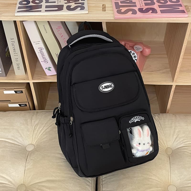 Japanese cute solid color schoolbag female Korean version dopamine girl student school backpack large capacity travel backpack