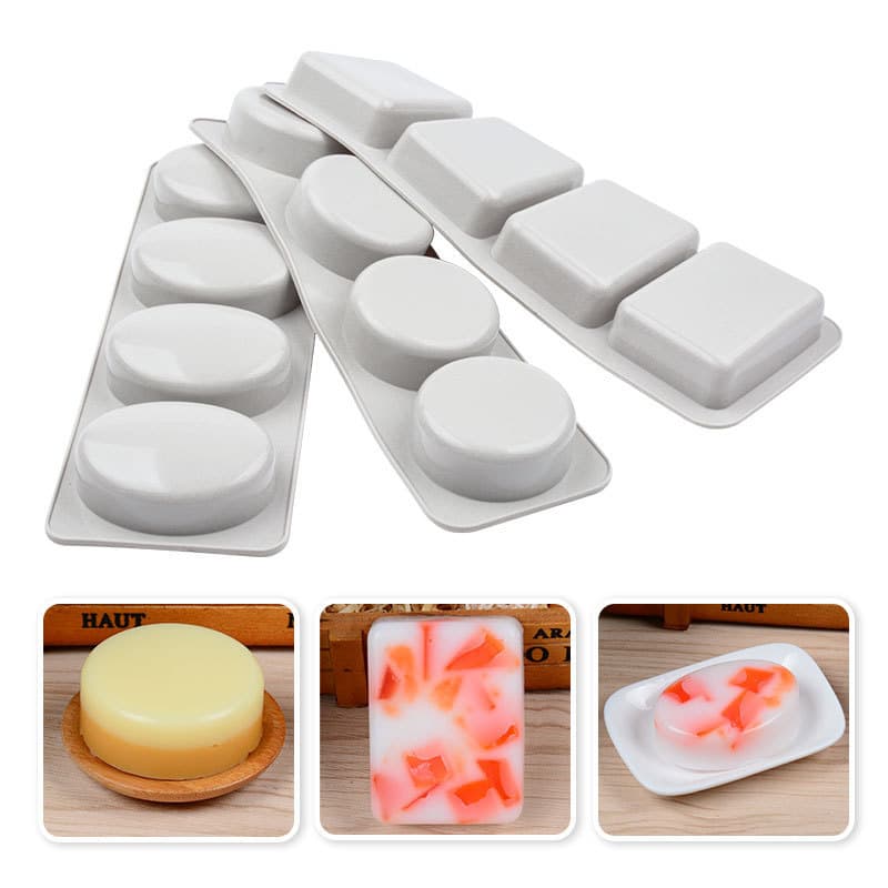 4-link Round Square Oval Soap Mold Durable Easy-to-drop Handmade Soap Silicone Drip Candle Mold Easy To Clean