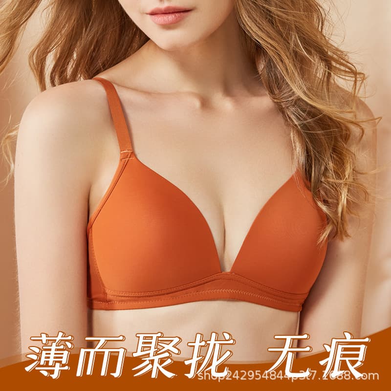 Women's Japanese style Sandy French triangle cup push-up bra, breathable wire-free bra, thin summer style