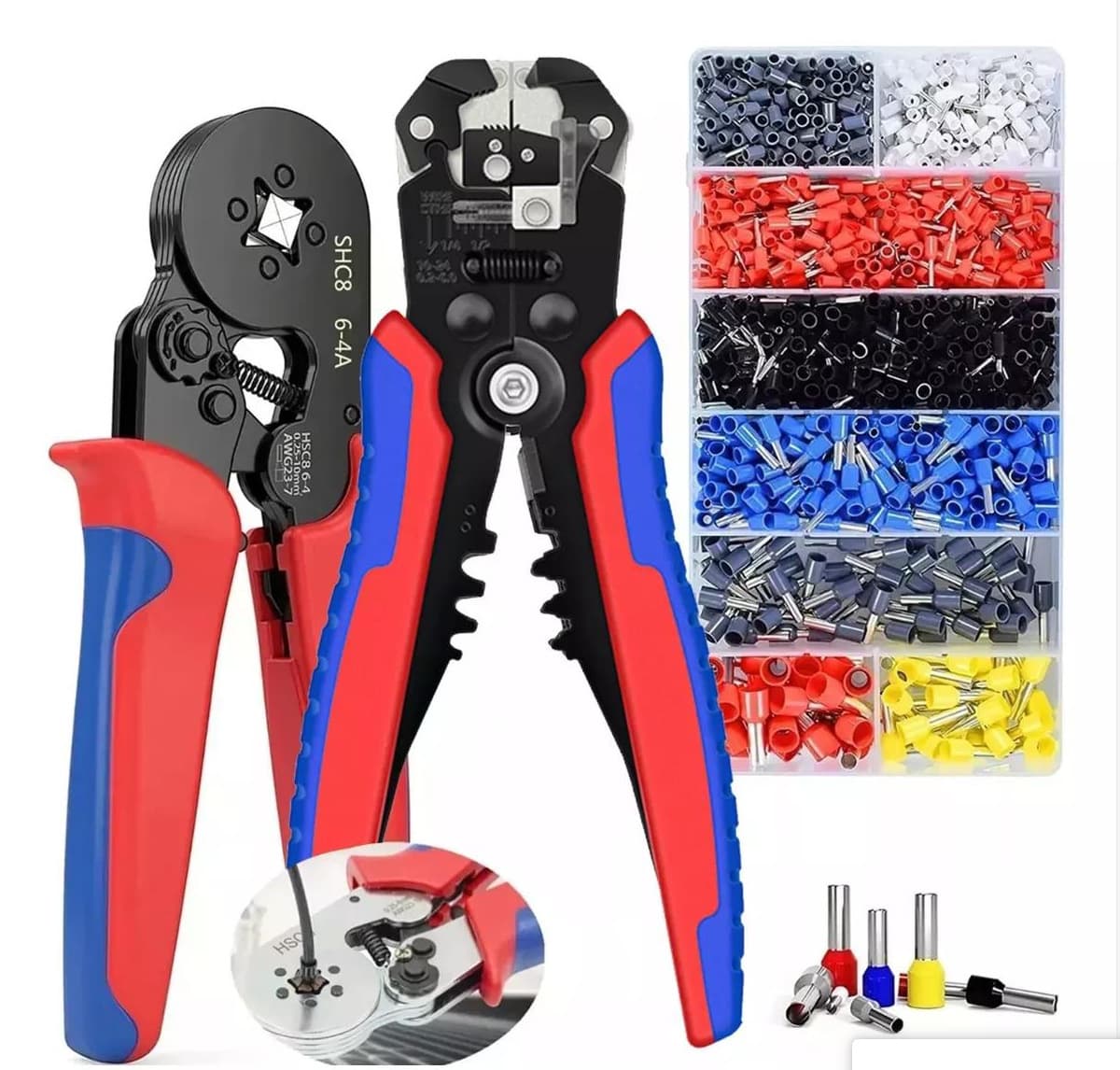 VE Pin Type Wire Terminal Crimping Pliers, Tubular Pin Type Cold Crimp Pliers, Wire Clamping Pliers, Electrician Specialized Crimping Pliers