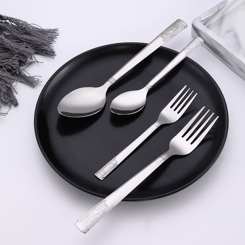 Manufacturer Wholesale Household Canteen Stainless Steel Spoon Fork Hotel Western Restaurant Fork Spoon Dessert Stirring Soup Ladle