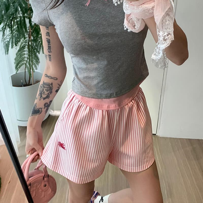 Striped Wide-Leg Shorts for Women Summer Thin Style 2026 New Plus Size Flattering Casual Sports Hot Pants