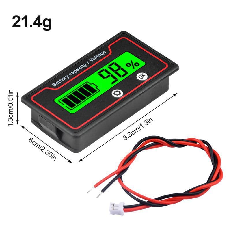 9V 12V 24V 48V 60V 72V 84V Battery Capacity Indicator, Universal Lead-Acid Lithium Battery Level Display Meter GY-6ST