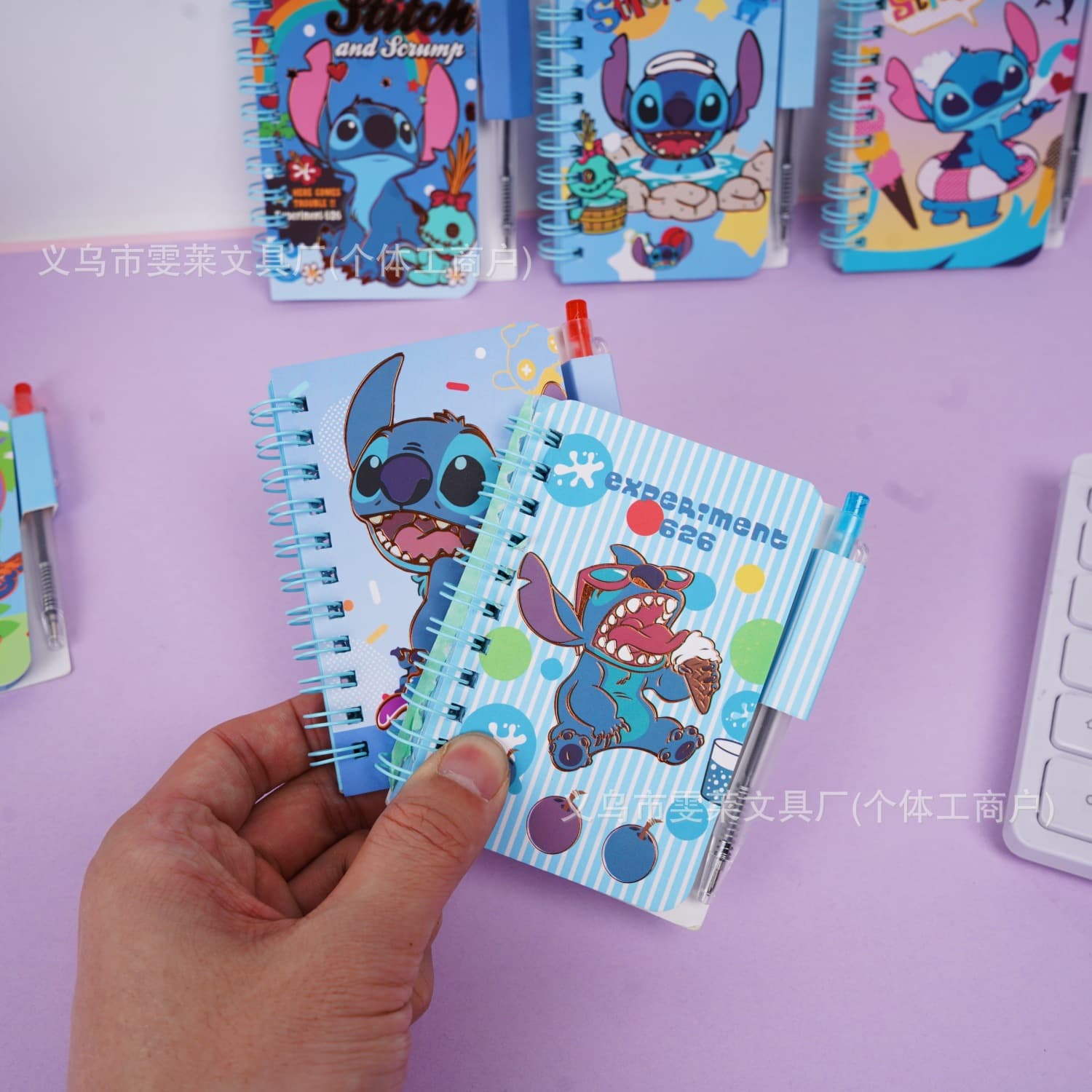 Cartoon cute Stitch with pen hand ledger creative Lilo notebook student portable coil notebook
