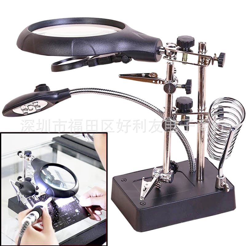 Wholesale MG16129-C circuit board magnifying glass with light source soldering stand lamp type maintenance magnifying glass