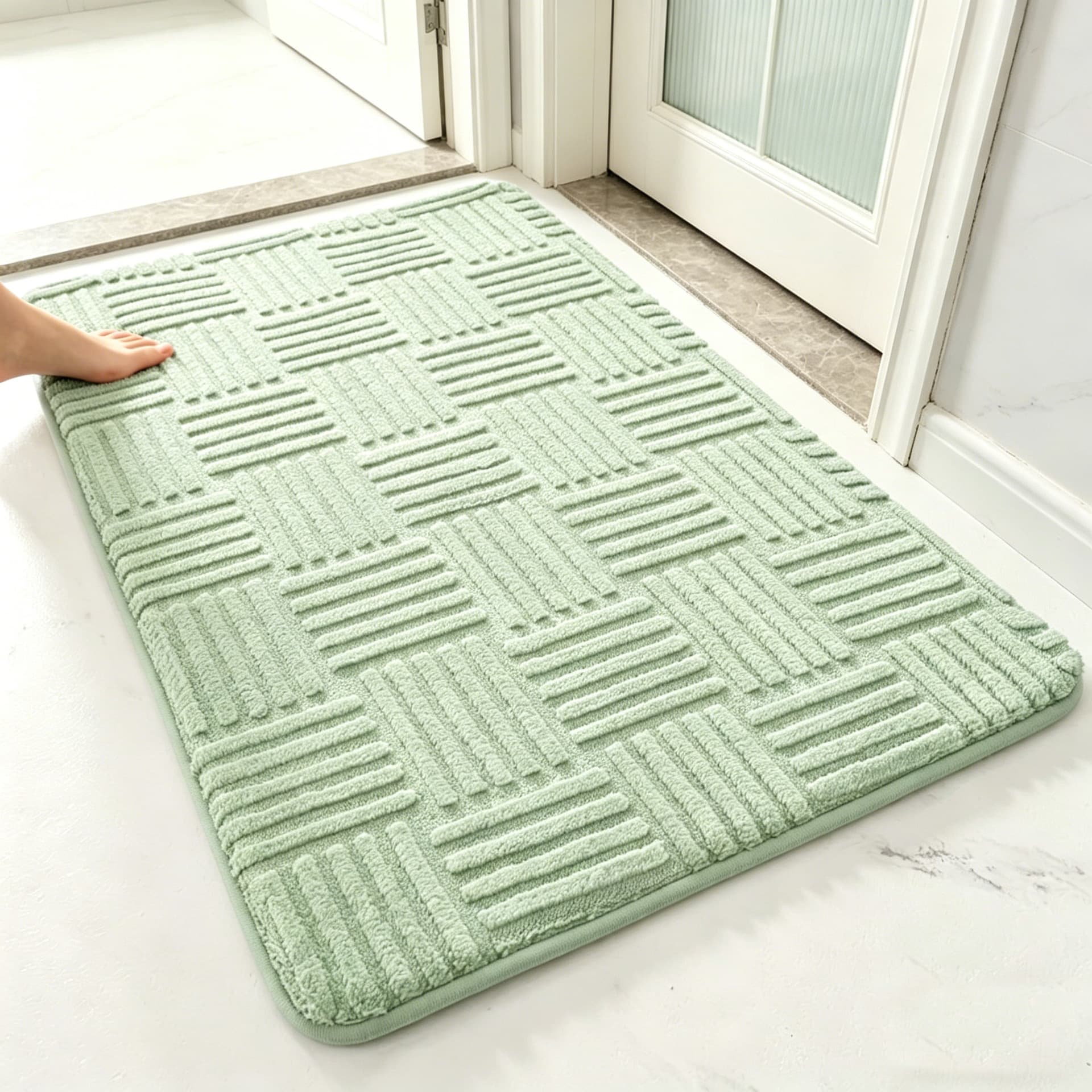 Cross-border Minimalist Carpet, Luxury Solid Color Soft Cotton Velvet Floor Mat, Home Use, Dirt-Resistant, Wear-Resistant, Easy to Clean, Entryway Doormat