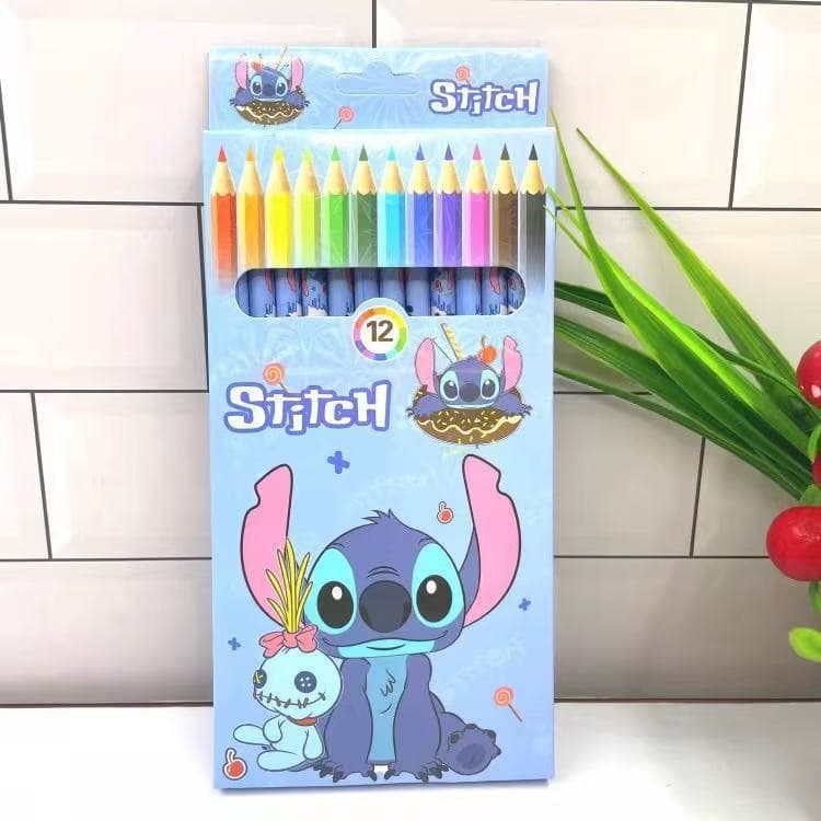 Cross-Border Cartoon Stationery Children's Drawing Graffiti 12-Color Pencil Drawing Learning Supplies Wooden Pen
