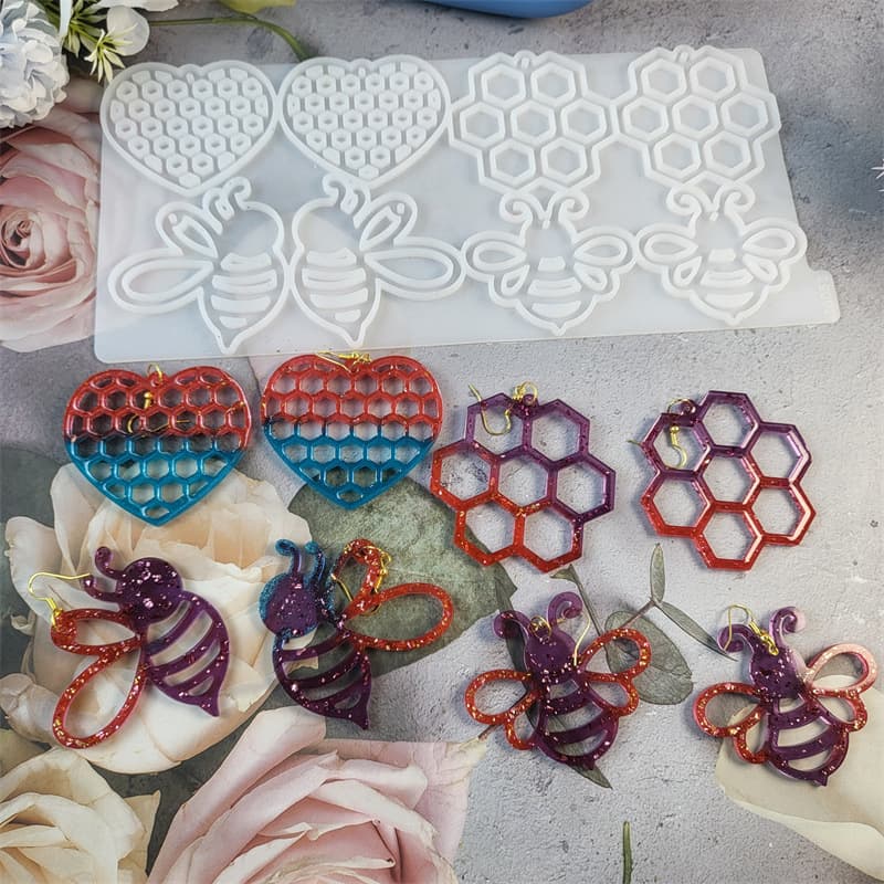 Z0053 Geometric Honeycomb Earring Mold, Crystal Epoxy Silicone Mold for DIY Jewelry Decoration
