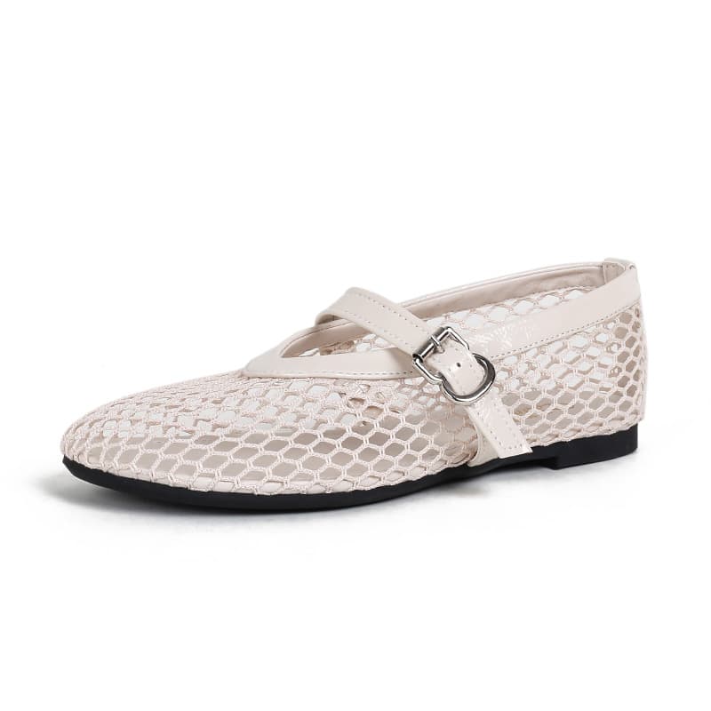 Flat Hollow Summer New Sandals Women Fishnet Shoes Mesh Shoes 2025 Mary Jane Flats Ballet Shoes Women