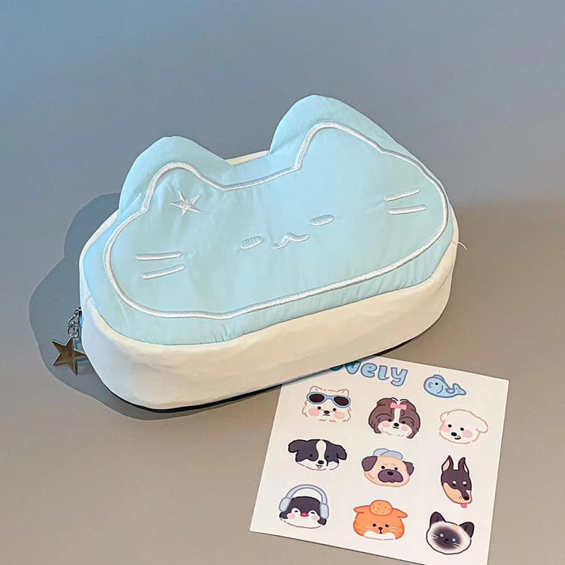 Cute Cat Pencil Bag Ins Style High-Looking Niche Stationery Bag Student Large-Capacity Pencil Bag Makeup Cosmetics Bag
