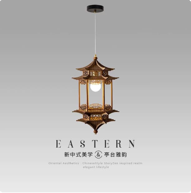New Chinese Solid Wood Dining Room Pendant Light, Zen Tea Room Lamp, Song Dynasty Aesthetics Hotel Small Pendant Light, Chinese Style Homestay Pendant Light