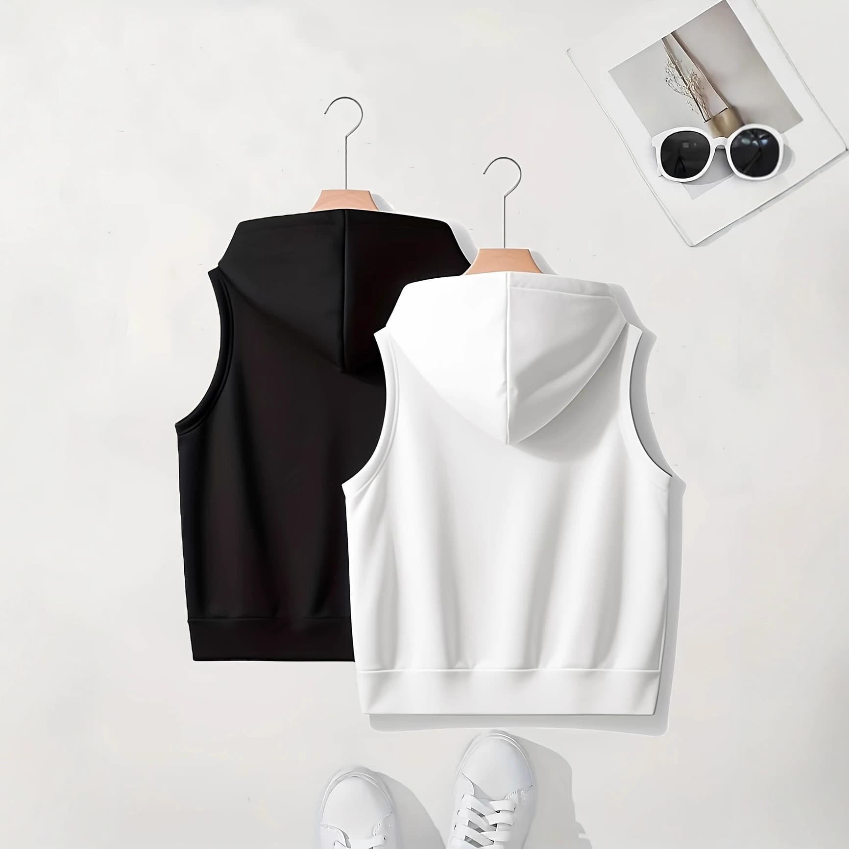 2025 Hooded Vest Women's Spring and Autumn Casual Trendy Loose Versatile Slim Sleeveless Cardigan Zipper Sweatshirt