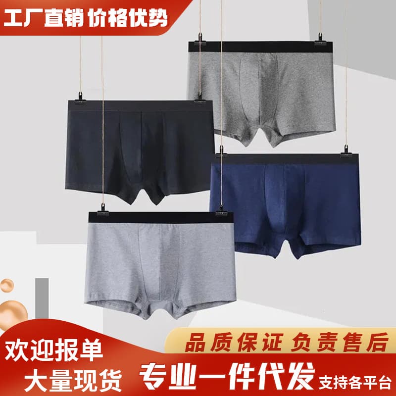 Mid-Rise Men's Solid Color Cotton Briefs Antibacterial Crotch Boxer Briefs Elastic Waistband Comfortable Breathable Men's Boxers
