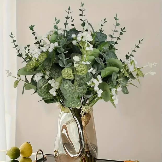 Nordic simulated eucalyptus leaves, money leaves, candle rings, artificial flowers, holiday decorations, Easter cross-border goods