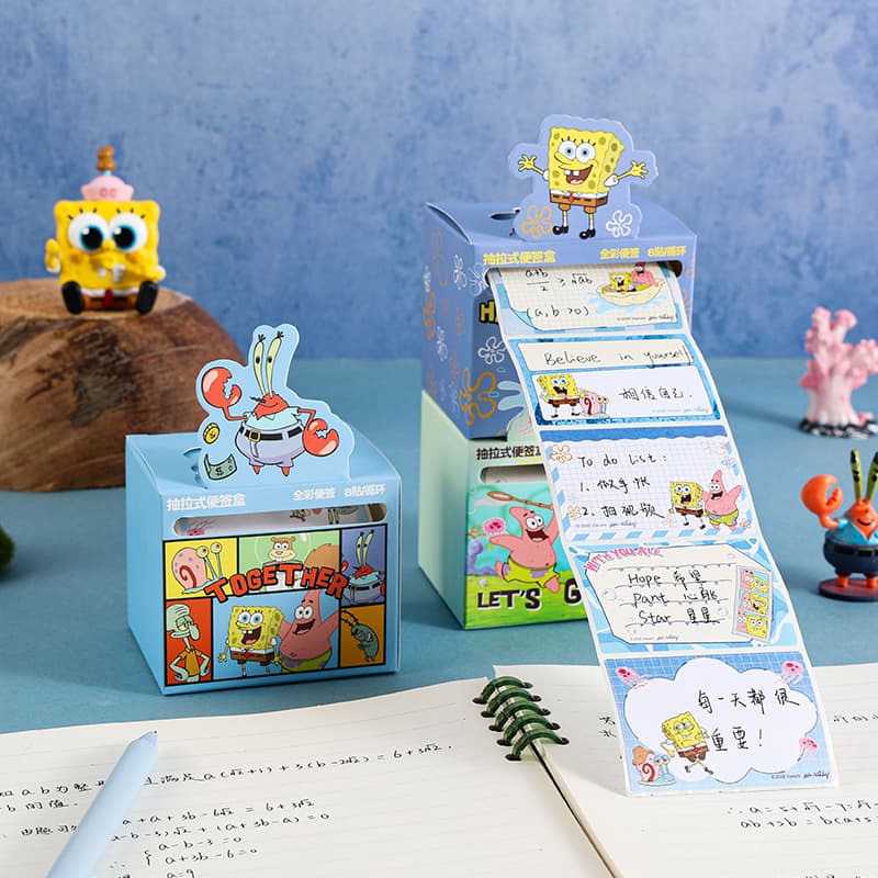 SpongeBob Large Capacity Pull-Out Sticky Notes, High-Quality Cartoon Office & Study Cute Sticky Notes