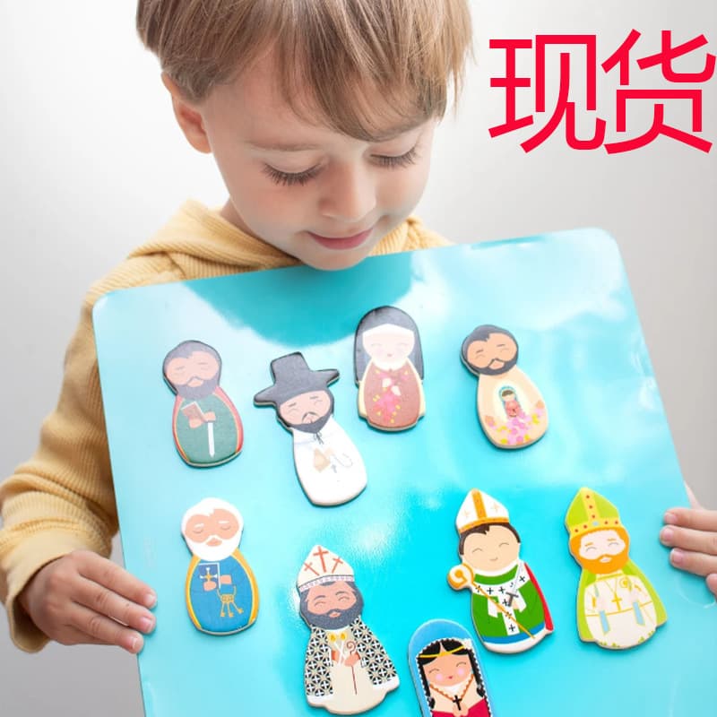 Catholic Saints Wooden Magnet Set Christmas Wooden Figure Magnet Craft Kit