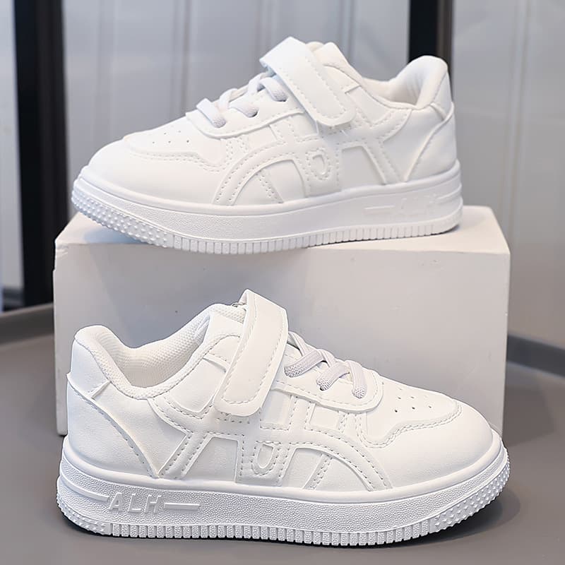 Children's White Shoes Pure White Pure Black Boys' Shoes Girls' Shoes Children's Sneakers Flat Leather Upper
