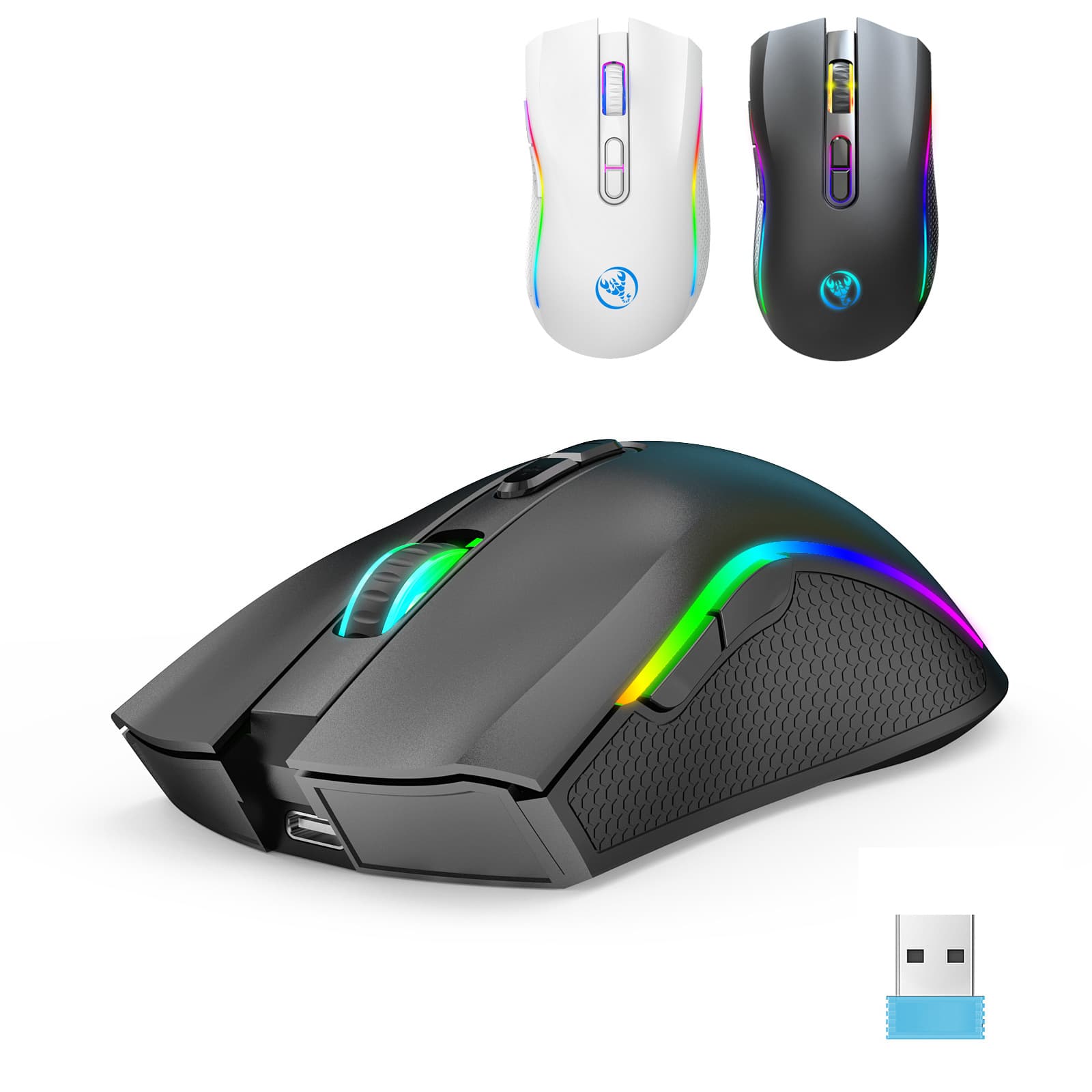 T69 2.4G RGB Glowing Wireless Mouse, TYPE-C Rechargeable, 7-Button Gaming Mouse, Wholesale Stock