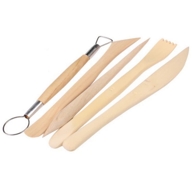 Cross-border 5-piece set wooden 6-inch 5-piece clay sculpture knife pottery knife clay tool knife clay sculpture tool sculpture knife