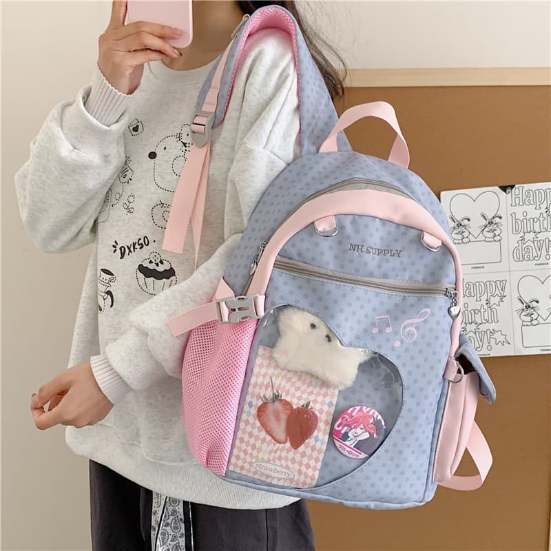 Polka Dot Backpack for Middle and High School Students, Lightweight High-Appearance School Bag for Travel, Korean Style Premium Backpack