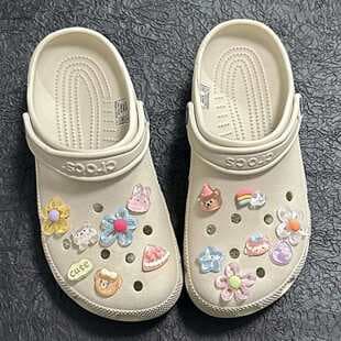 Cartoon Crystal Rainbow Bear Shoe Charms for Crocs, 3D DIY Detachable Shoe Decoration Buckle Accessories
