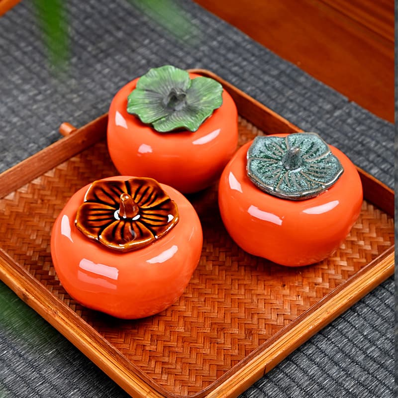 Small Ceramic Tea Canister Wedding Candy Jar Simulated Tangerine Peel Creative Sealed Storage Box for Home Use Gifts