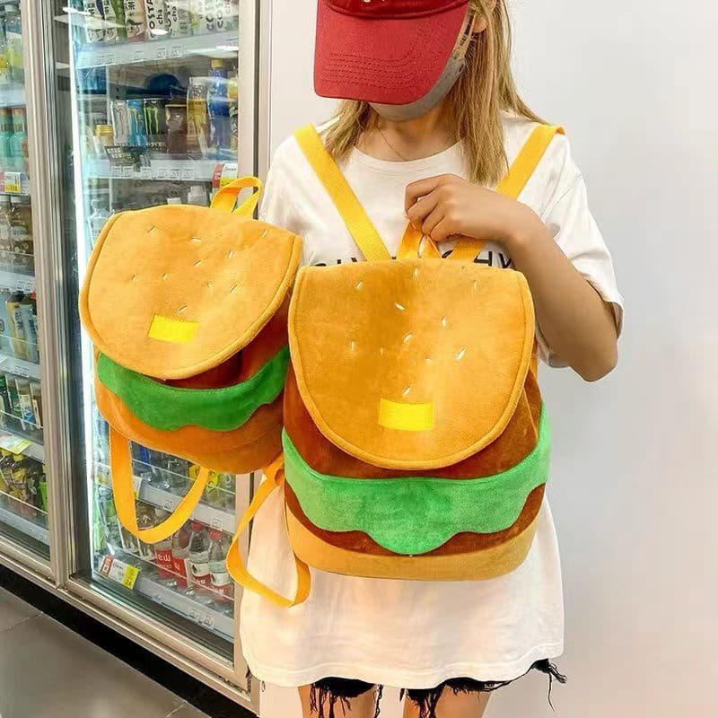 New Lazy Yang Xiaohongshu Style Hamburger Backpack Cute Cartoon Small Backpack Large Capacity School Backpack