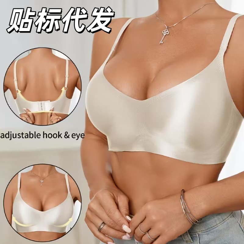 [Compliant Label] Cross-border Spring/Summer European and American Size Lifting Wire-Free Soft Support Seamless Bra Side Boob Coverage Sports