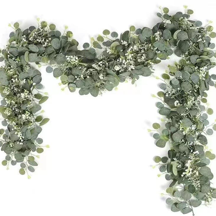 Amazon simulated eucalyptus leaves baby's breath vine artificial simulated green plant home party vine decoration