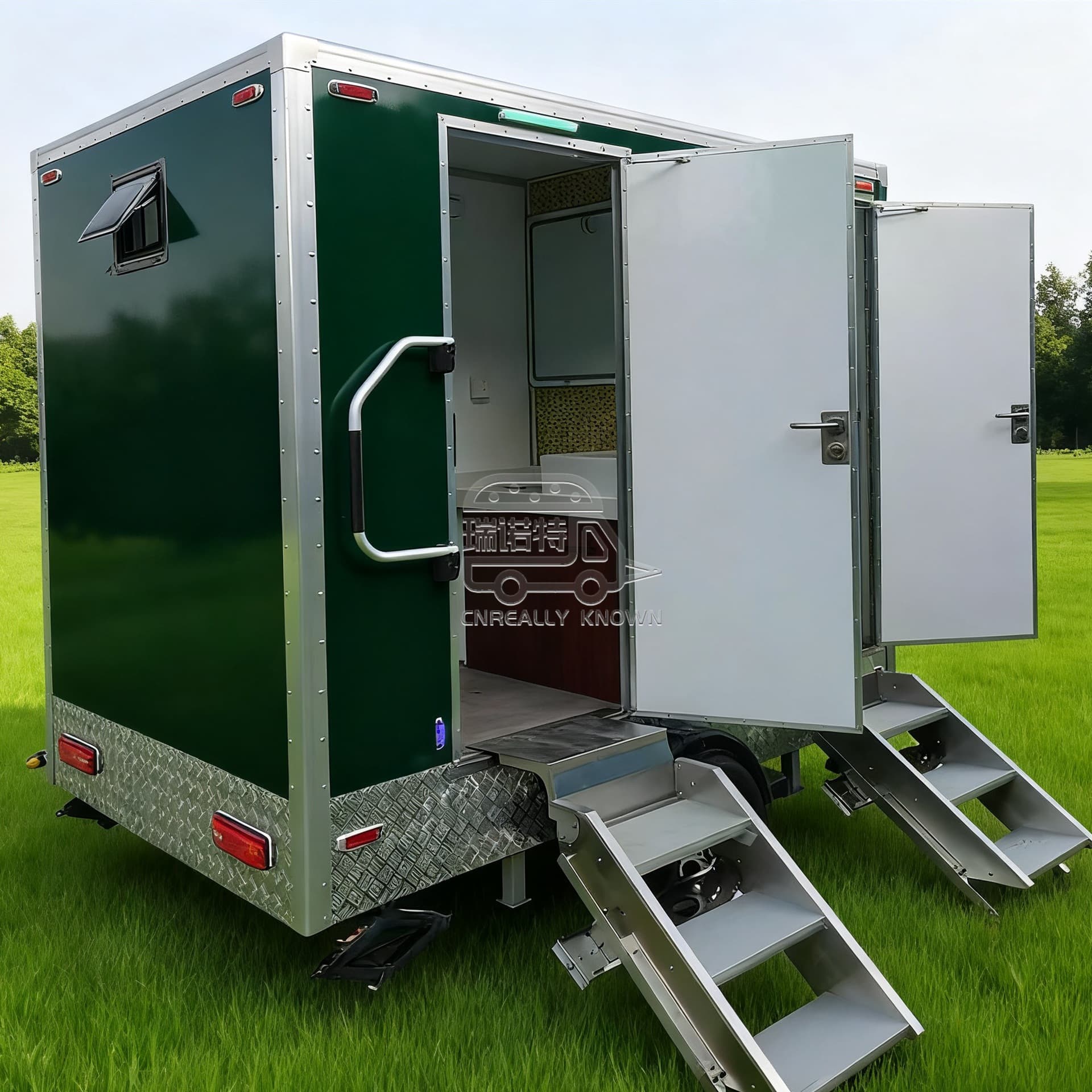 Custom Export Wedding Event Commercial 2-Door Outdoor Portable Toilet VIP Luxury Bathroom Trailer