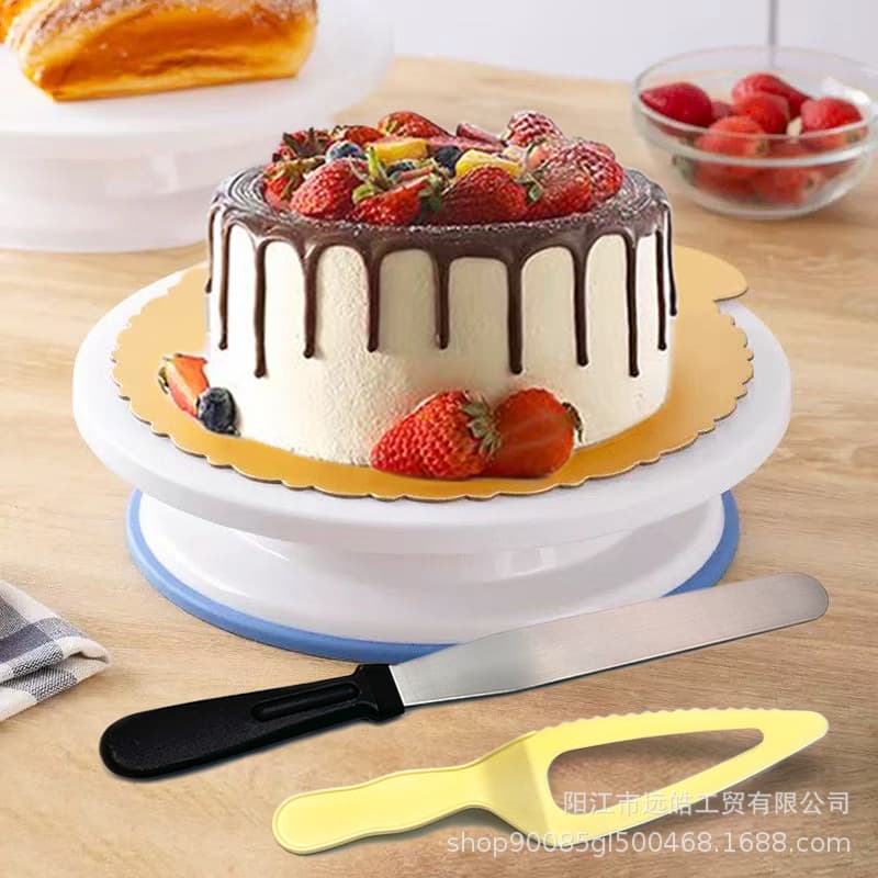 Non-Slip 11-Inch Cake Turning Plate Baking Cream Floral Table DIY Baking Tool Cake Rotating Stand Kitchen Home Goods