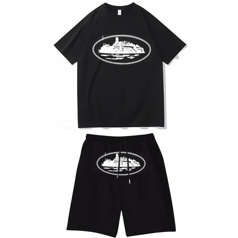 cortizT-shirt European and American street unisex sweatshirt sweatpants suit street hip-hop clothing