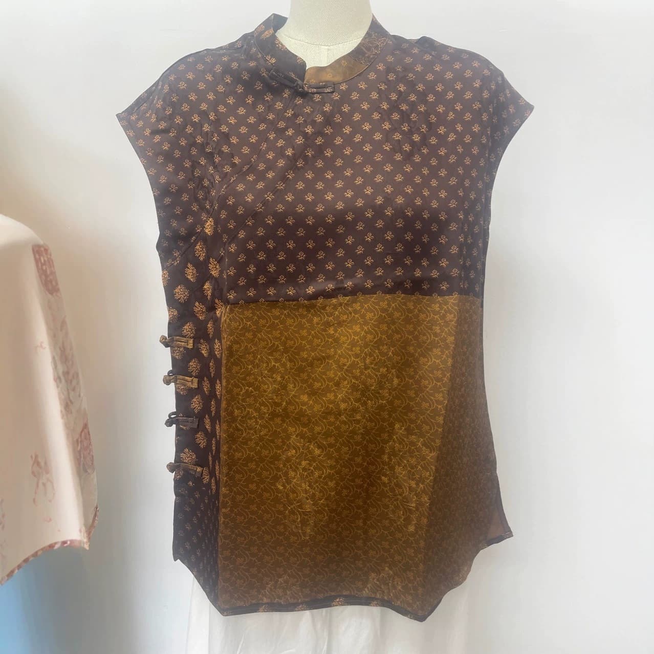 Nanyou wholesale 2026 summer style luxury new Chinese style rayon fragrant cloud yarn spliced silk organza vest top