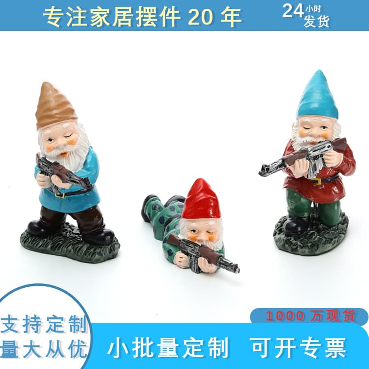 Creative Garden Gnome Statue Miniature Dwarf Resin Figurine Fighting Force Garden Decor Ornament Craftwork Artwork
