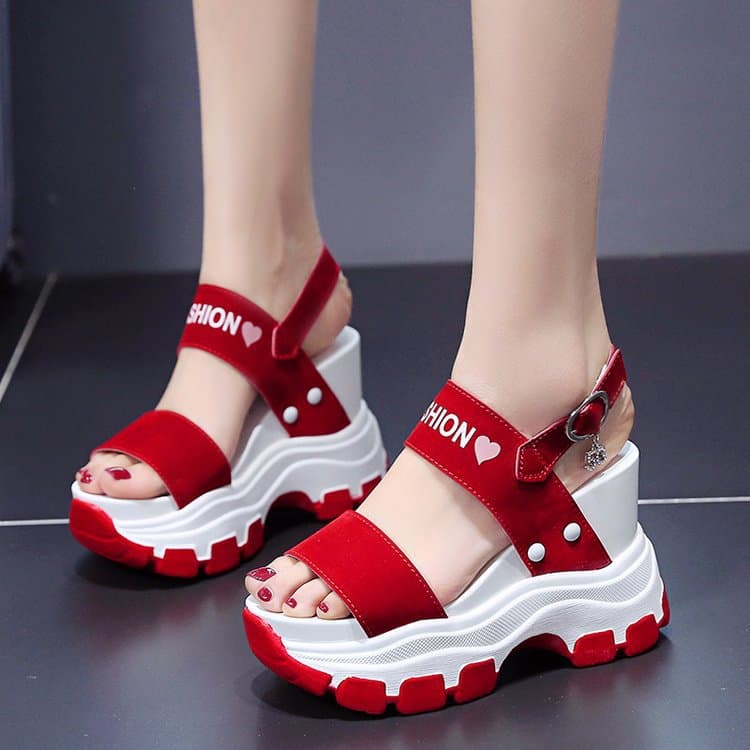 Wedge Sandals Fairy Style Summer 2022 New Internet Celebrity Thick Soled Peep-Toe High-heeled Shoes for Sale
