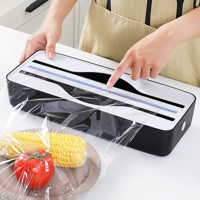 201 two-in-one cling film cutter, dual-use for baking paper and foil cutting box, suction cup magnetic household slider.