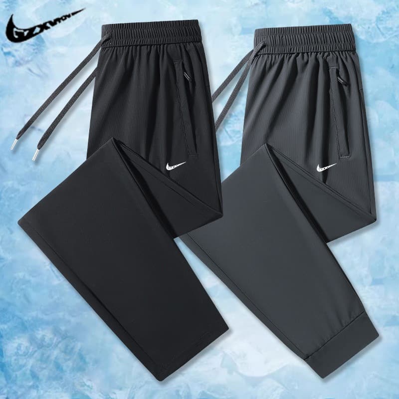 Cross-border 2025 Quick-Dry Pants Men's Summer Thin Youth Ice Silk Breathable Straight-Leg Casual Sports Trousers Men's Long Pants