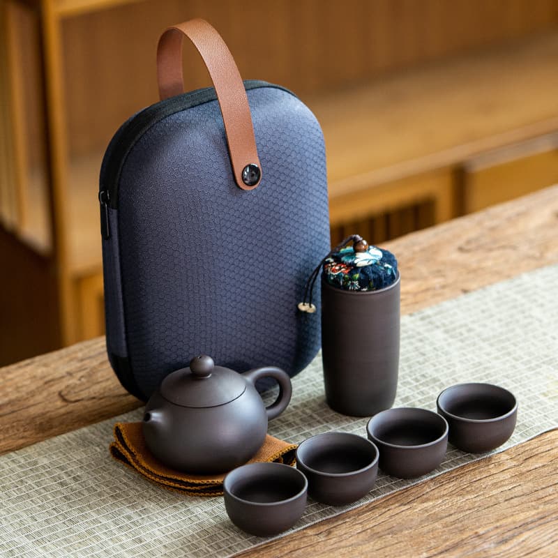 Purple Clay Travel Tea Set One Pot Four Cups Portable Quick Cup Kung Fu Tea Set Event Small Gift Logo Printing