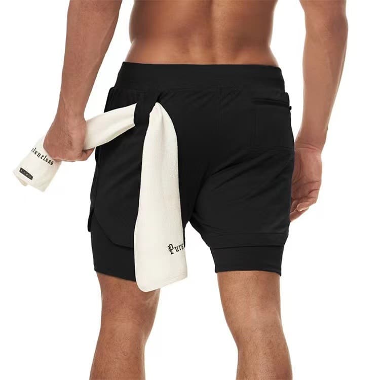Cross-border Foreign Trade Men's Fitness Running Sport Shorts, Loose-fit Multi-pocket Fashion Double-layer Plus Size Casual Pants for Men