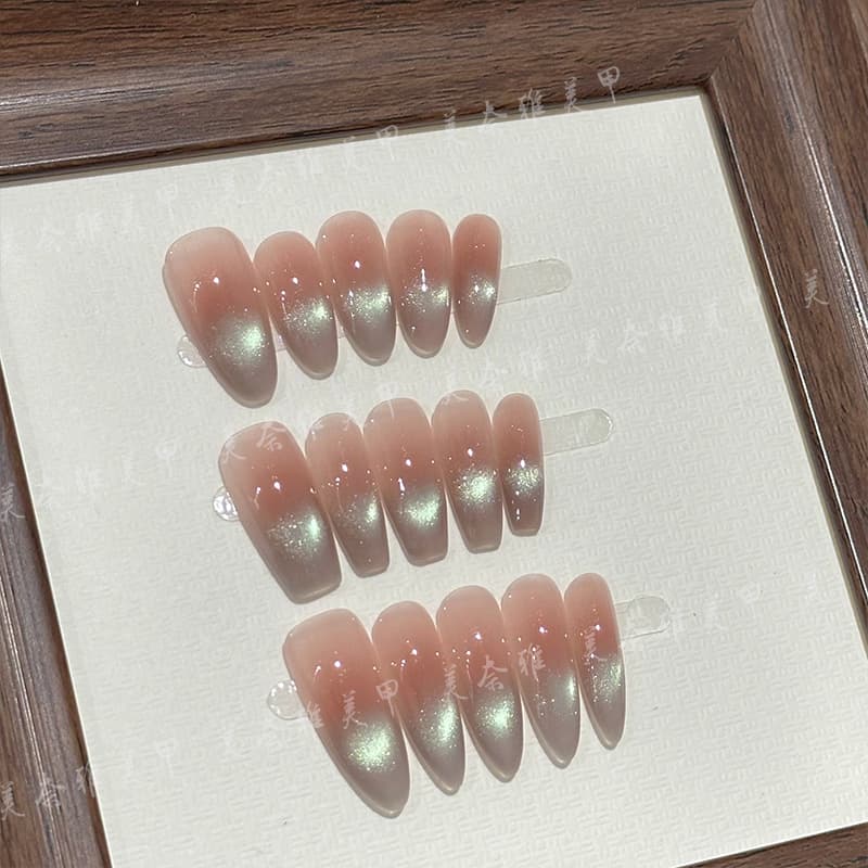 Handmade Wearable Nails Flash Light Therapy Handmade French Manicure Huaizhu Shuiting High-end Adult Removable Wearable Nails